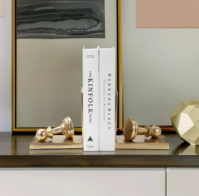 Julian Chess Aluminum Bookends Set of 2