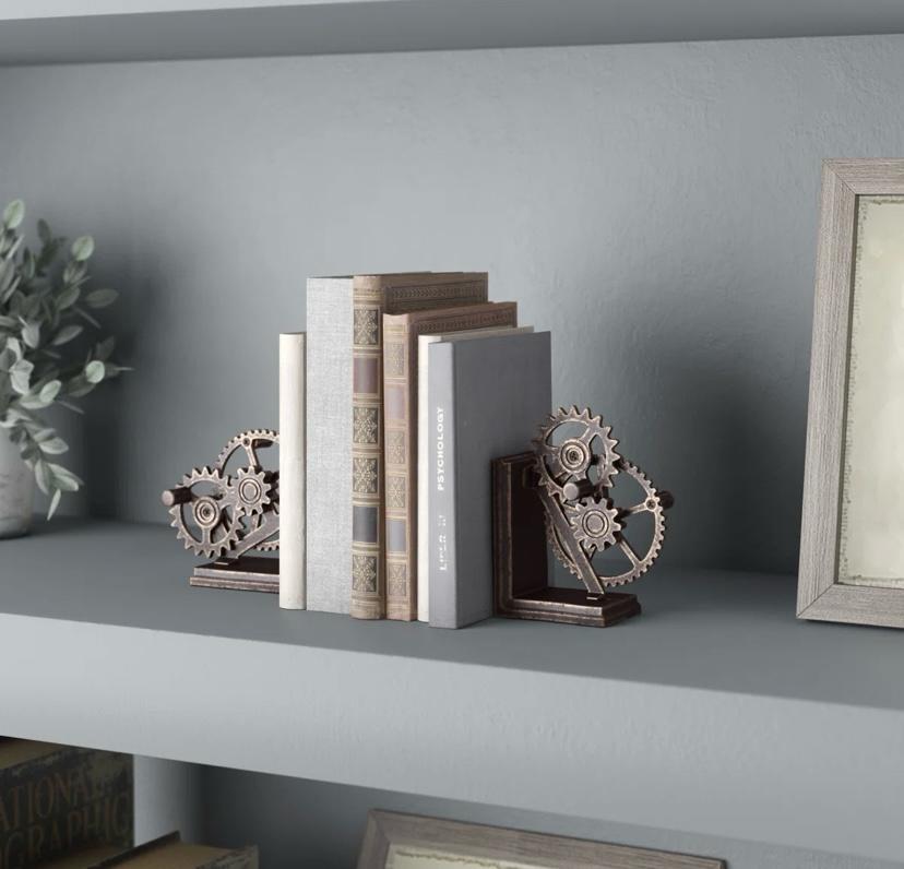 Industrial Metal Bookends (Set of 2)