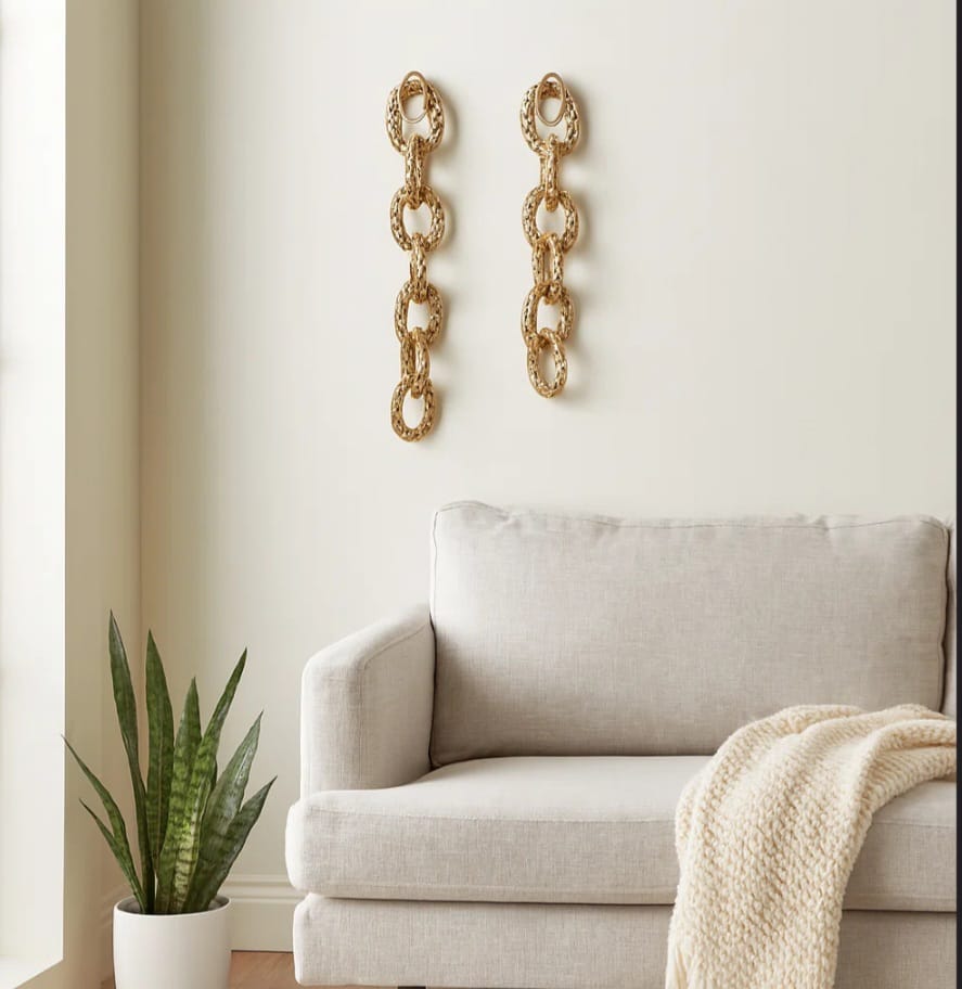 Raha  Hanging Chain Sculpture Wall Decor for Home Accent