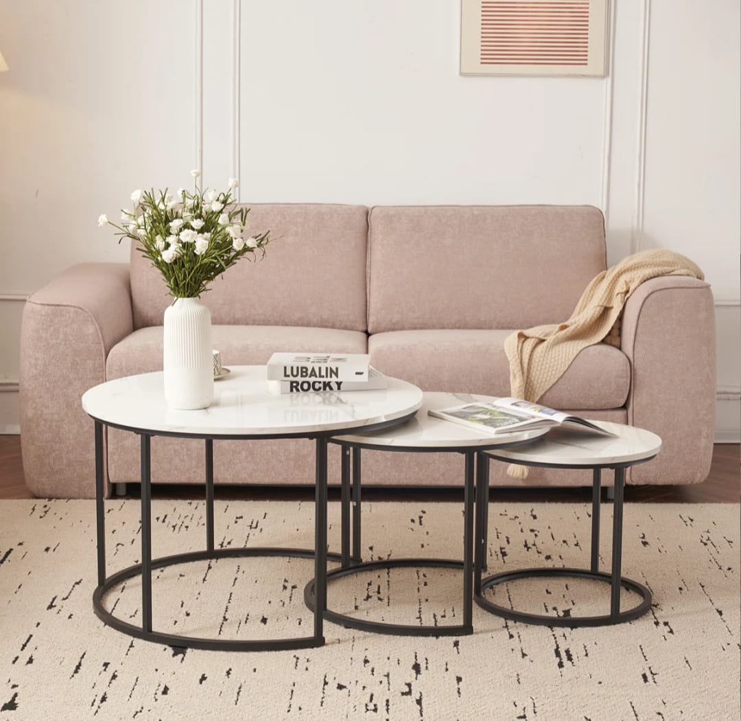 Deco Modern Nesting Round Coffee Table (Set of 3