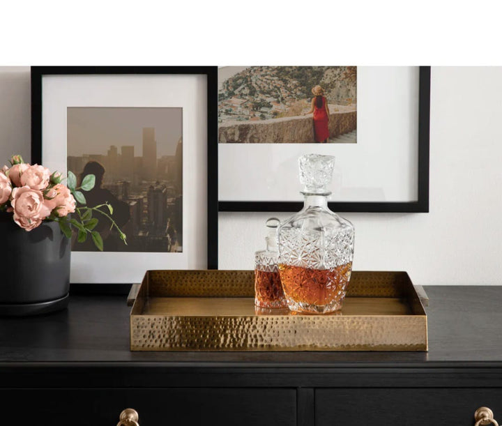 Yasmine Round Hammered Metal Serving Tray