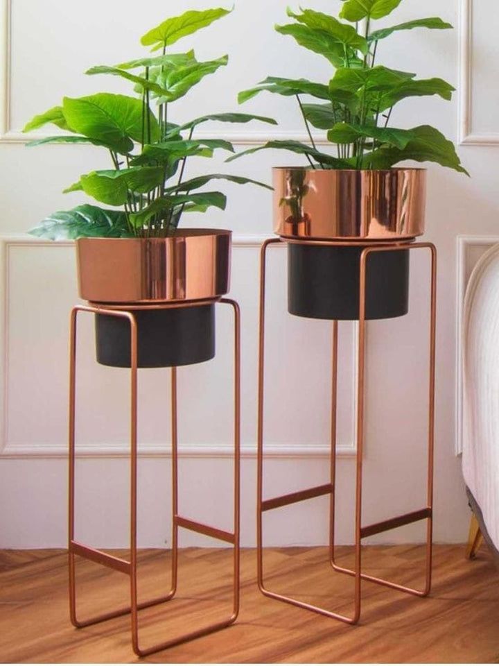 FLOORA Rose   Gold   &   black Planters   Set   of   2