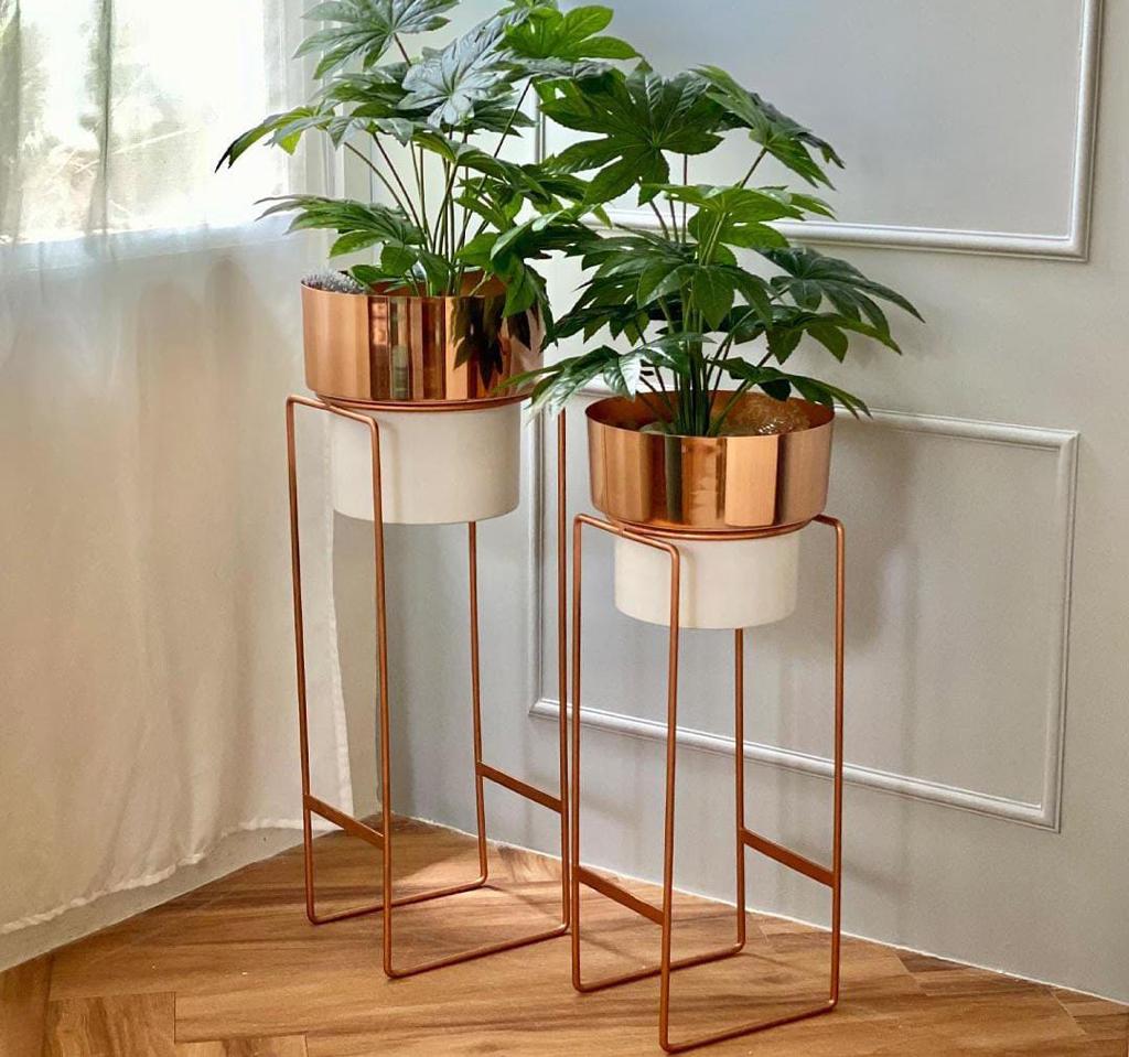 sara   Rose   Gold   &   White   Planters   Set   of   2