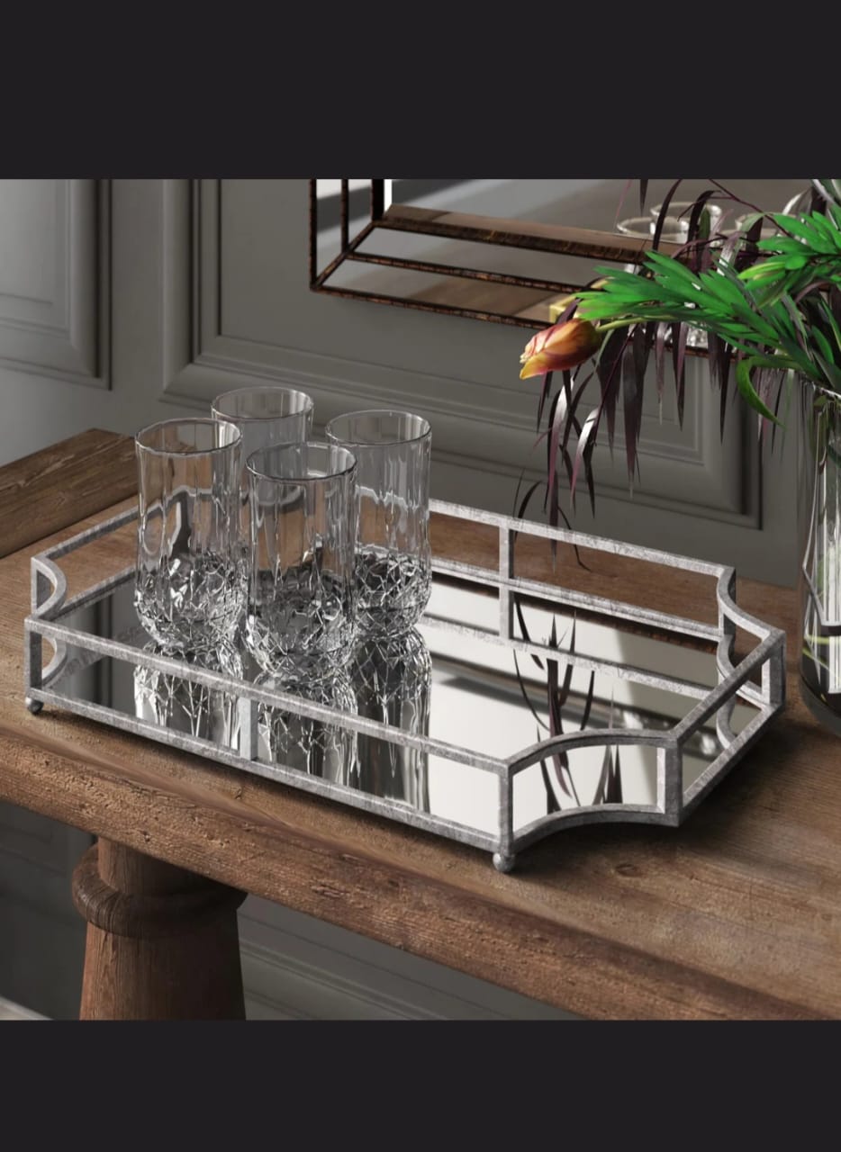 Nestia mirrored glass tray