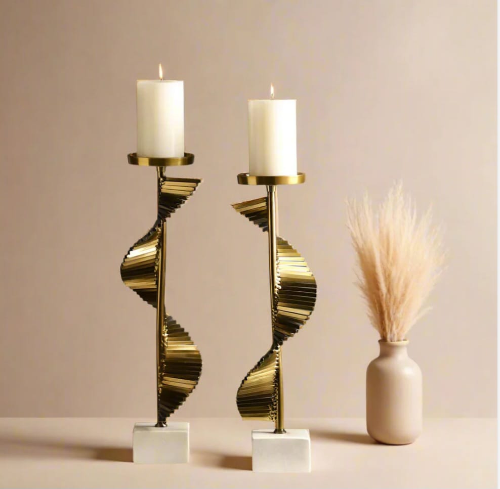 Spirale   Gold   Candleholders   Set   of   2