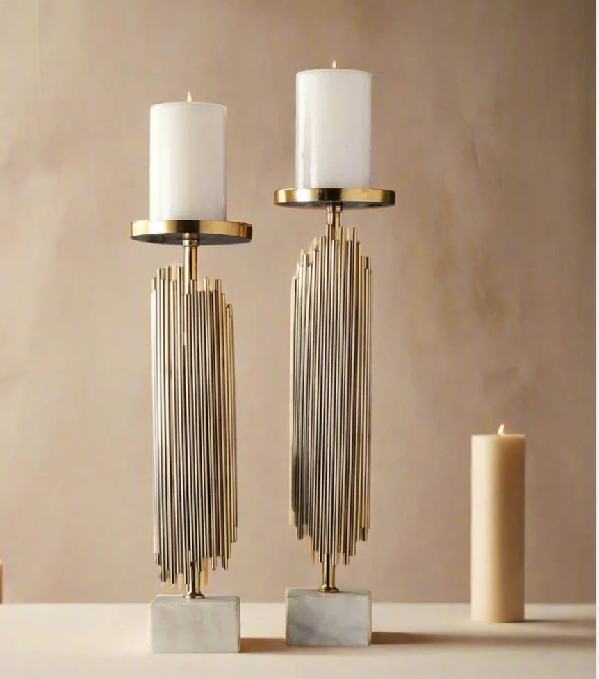 Fimora    Gold   Candleholders   Set   of   2