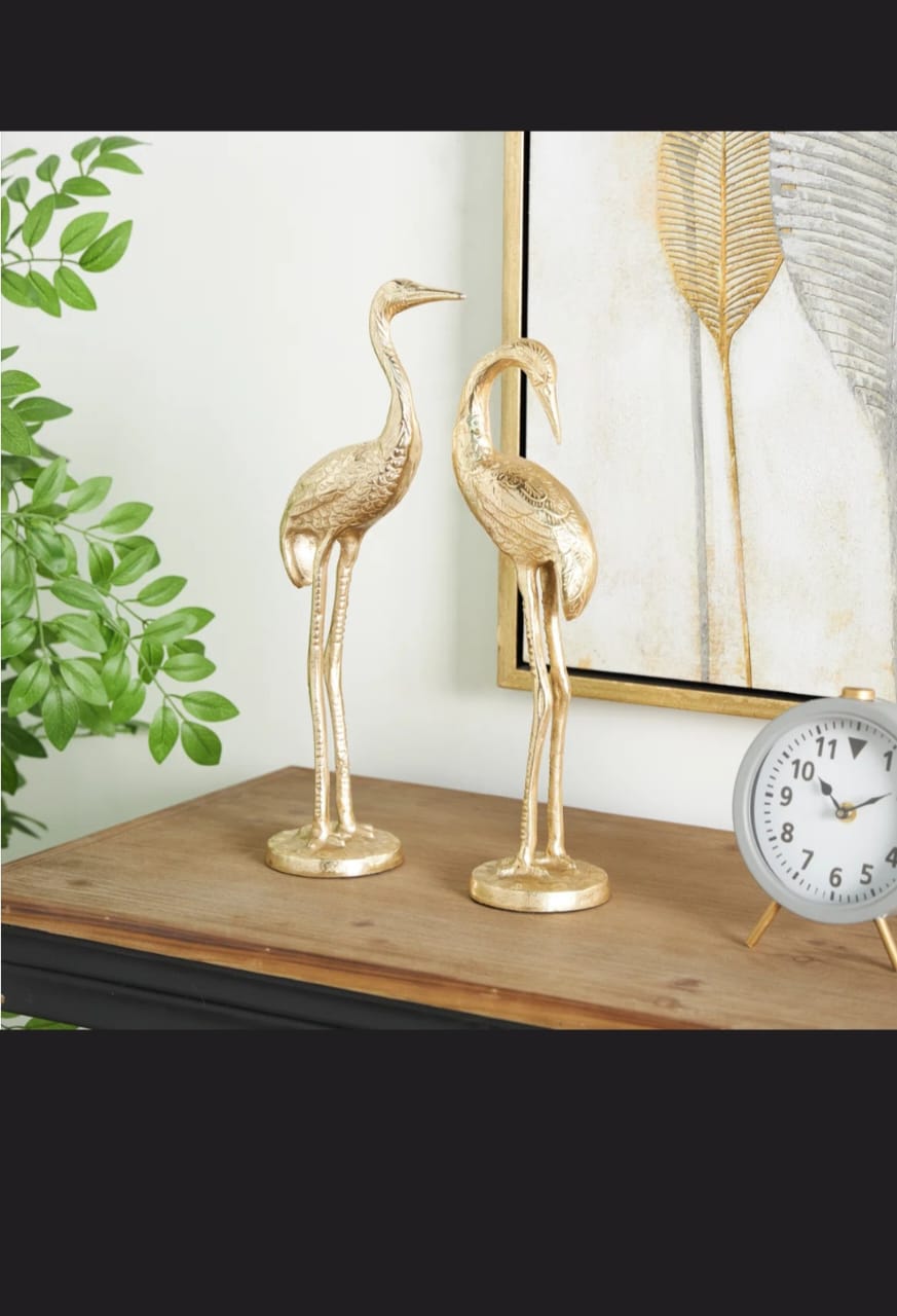 Nova  Gold Aluminum Metal Flamingo set of 2