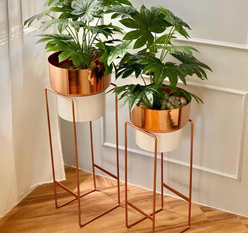 sara   Rose   Gold   &   White   Planters   Set   of   2