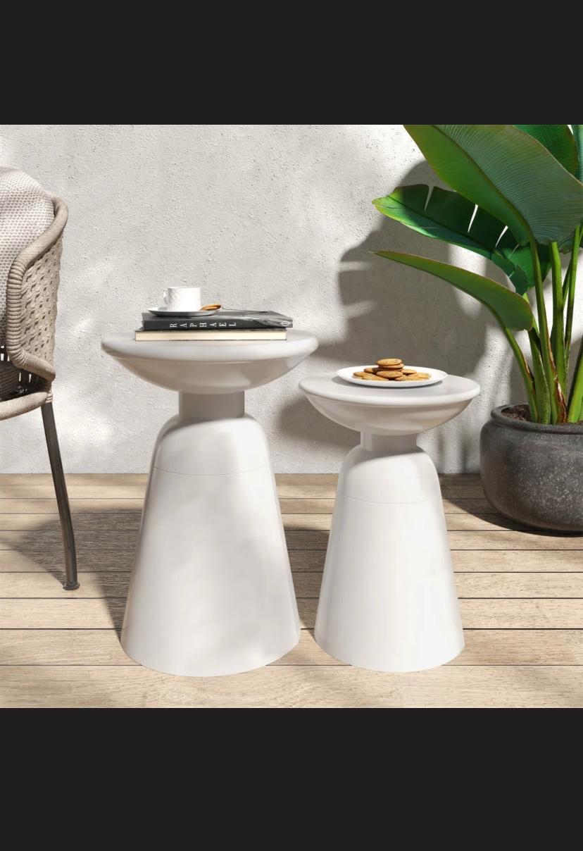 Caneisha Round Iron Outdoor Side Table (Set of 2