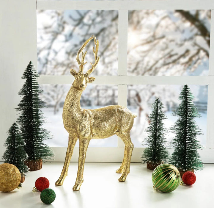 Evora  Christmas Standing Reindeer Figurine Table Decor  set of 2