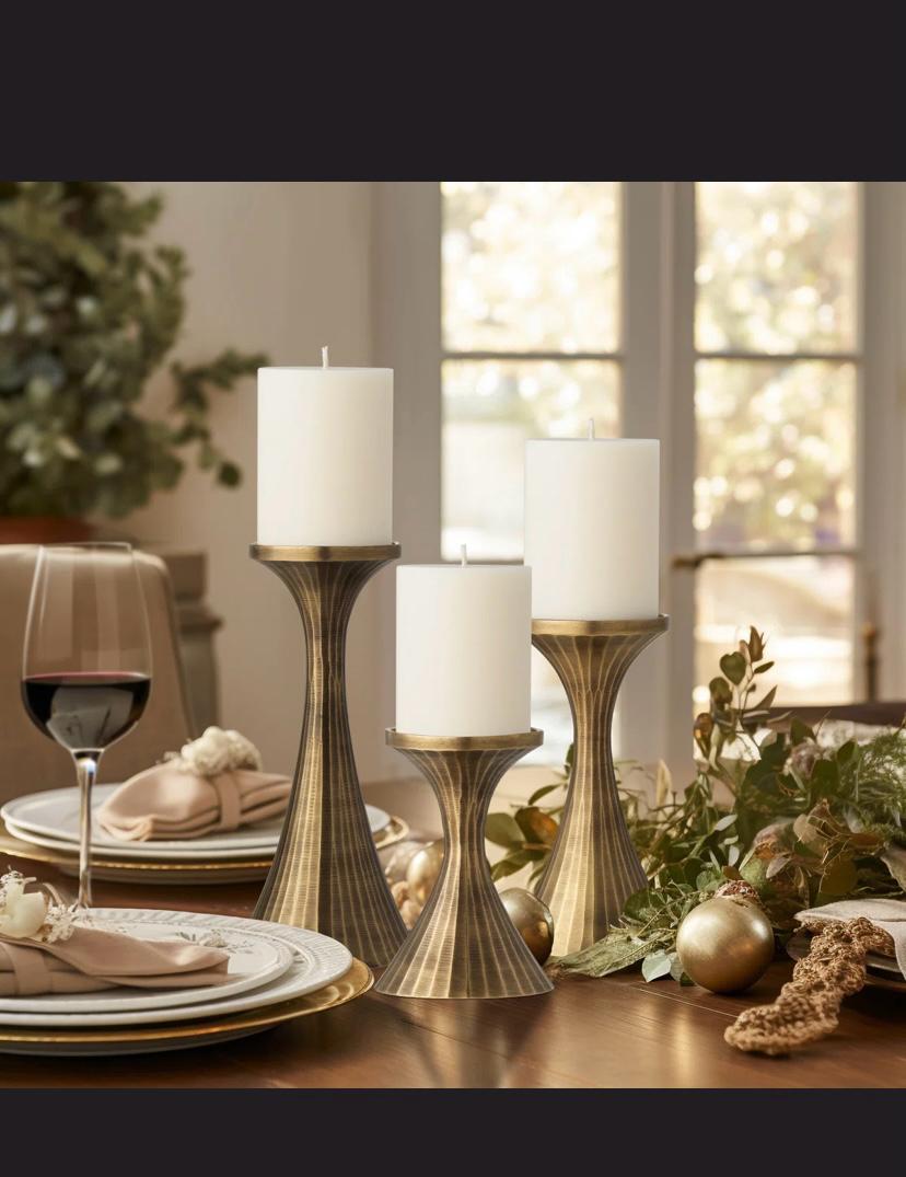 Set of 3 Aluminum Handmade Decorative Pillar Candle Holders