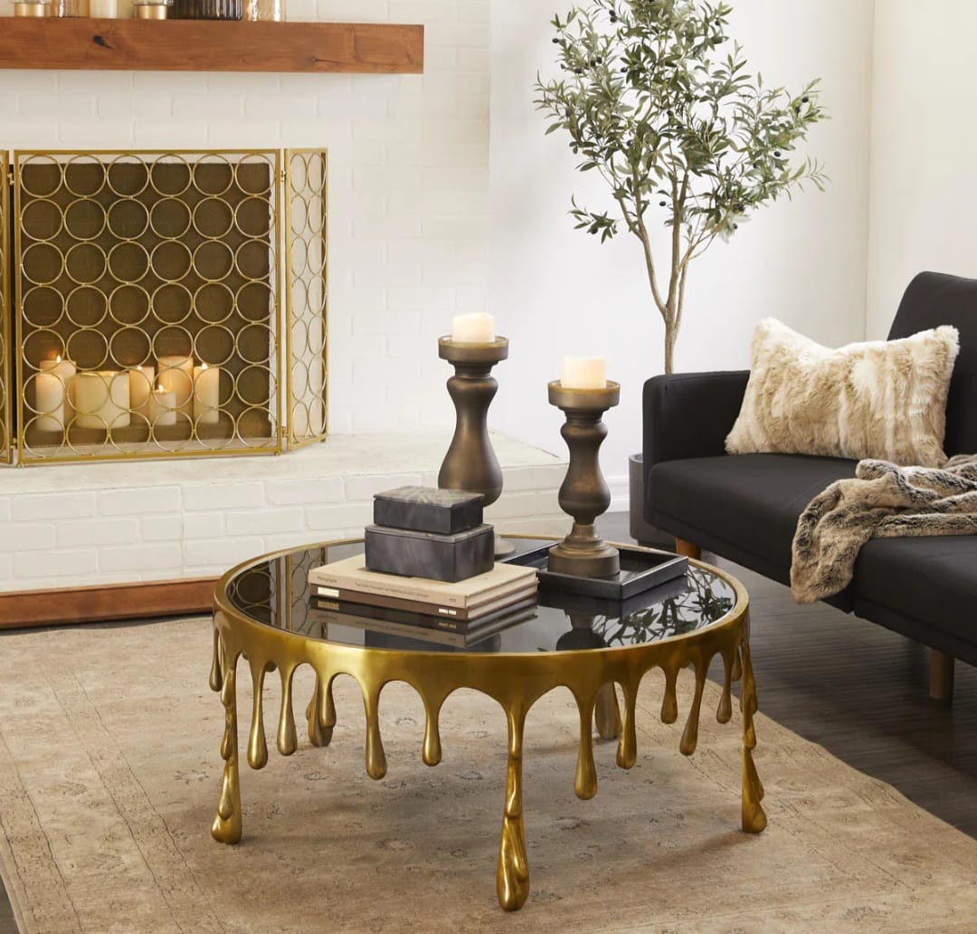 Esaar Melting  Metal Drip Living Room Coffee Table