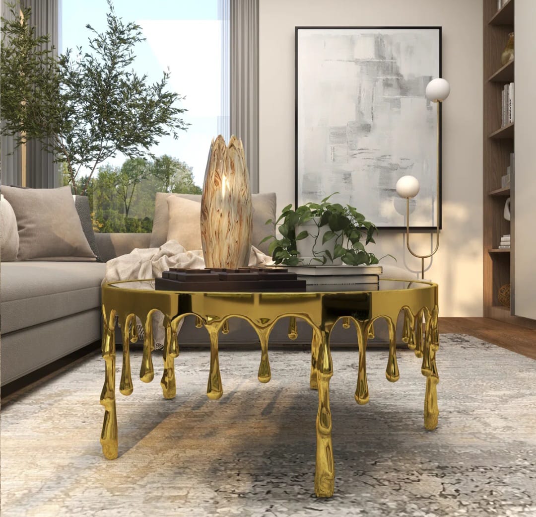 Esaar Melting  Metal Drip Living Room Coffee Table