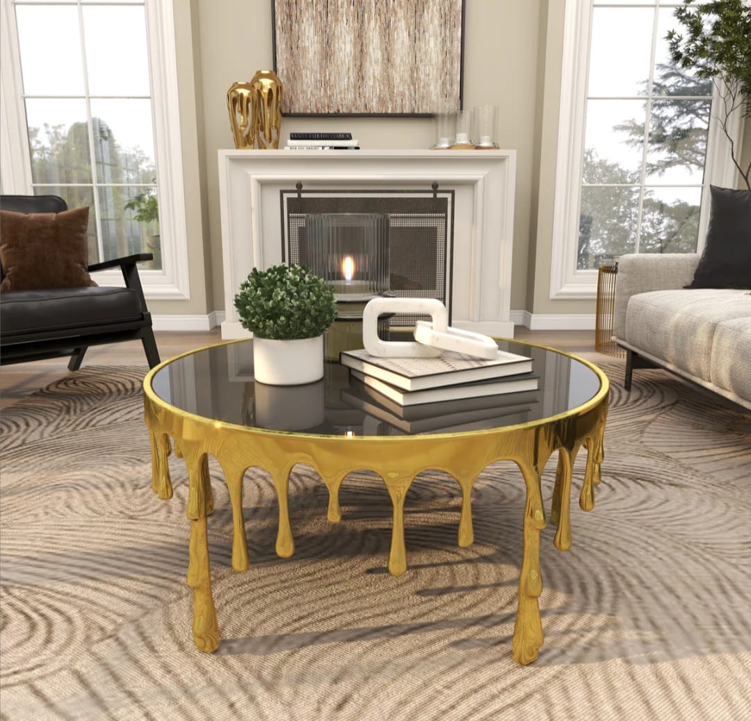 Esaar Melting  Metal Drip Living Room Coffee Table
