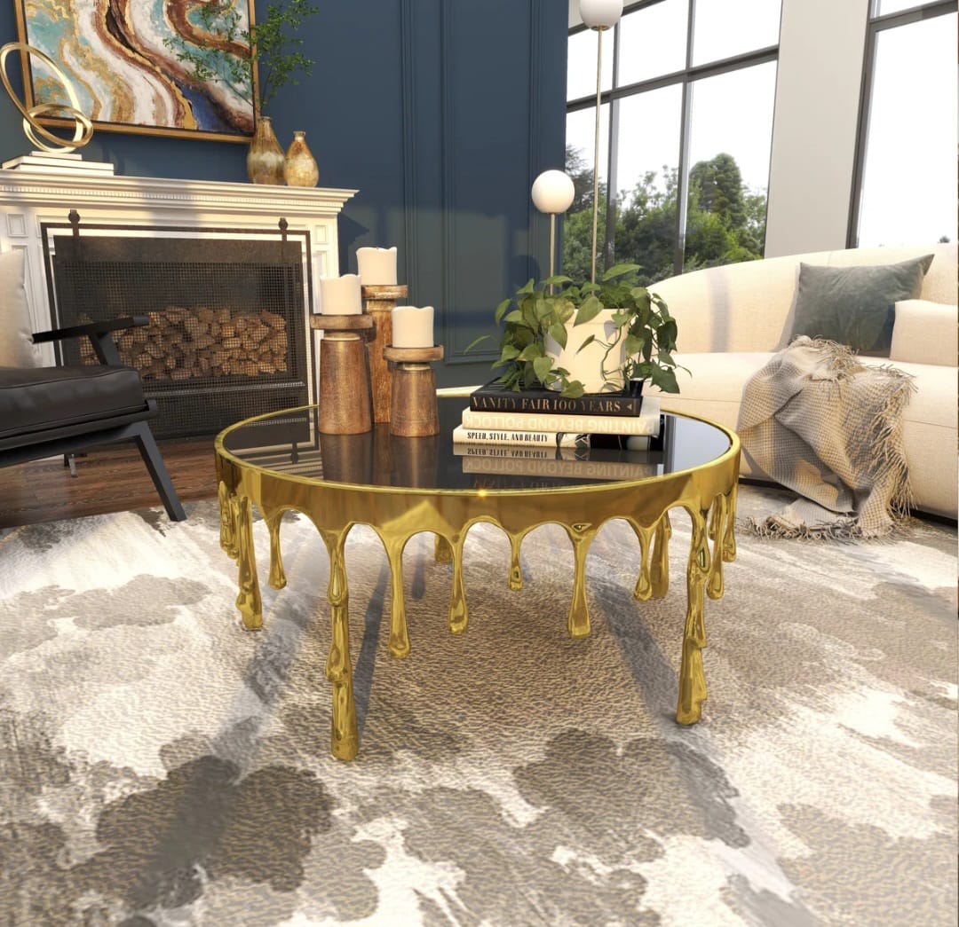 Esaar Melting  Metal Drip Living Room Coffee Table
