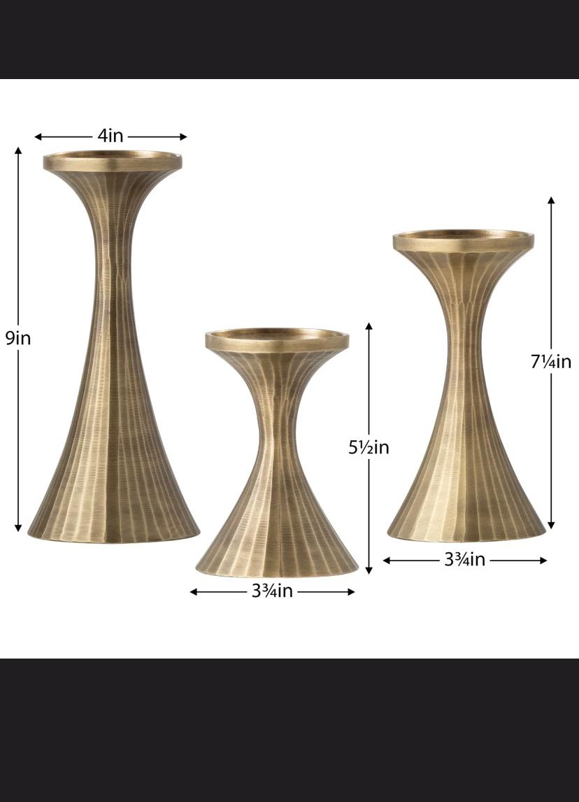 Set of 3 Aluminum Handmade Decorative Pillar Candle Holders