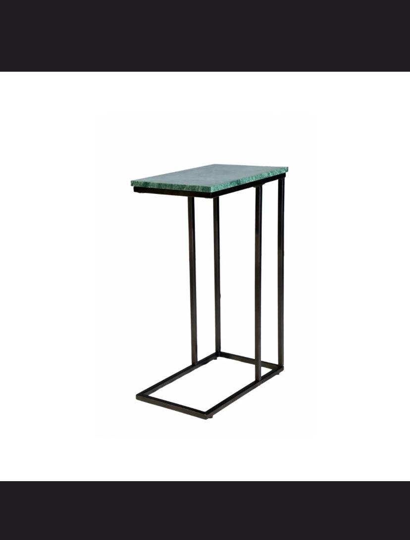 Marble "C" Table For Living Room Set Of 1 With Metal Frame-24 Inch Heigh