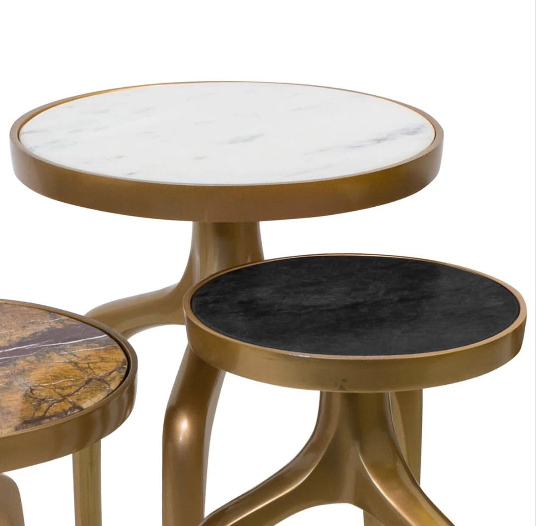 Mixer Marble Top End Table Set