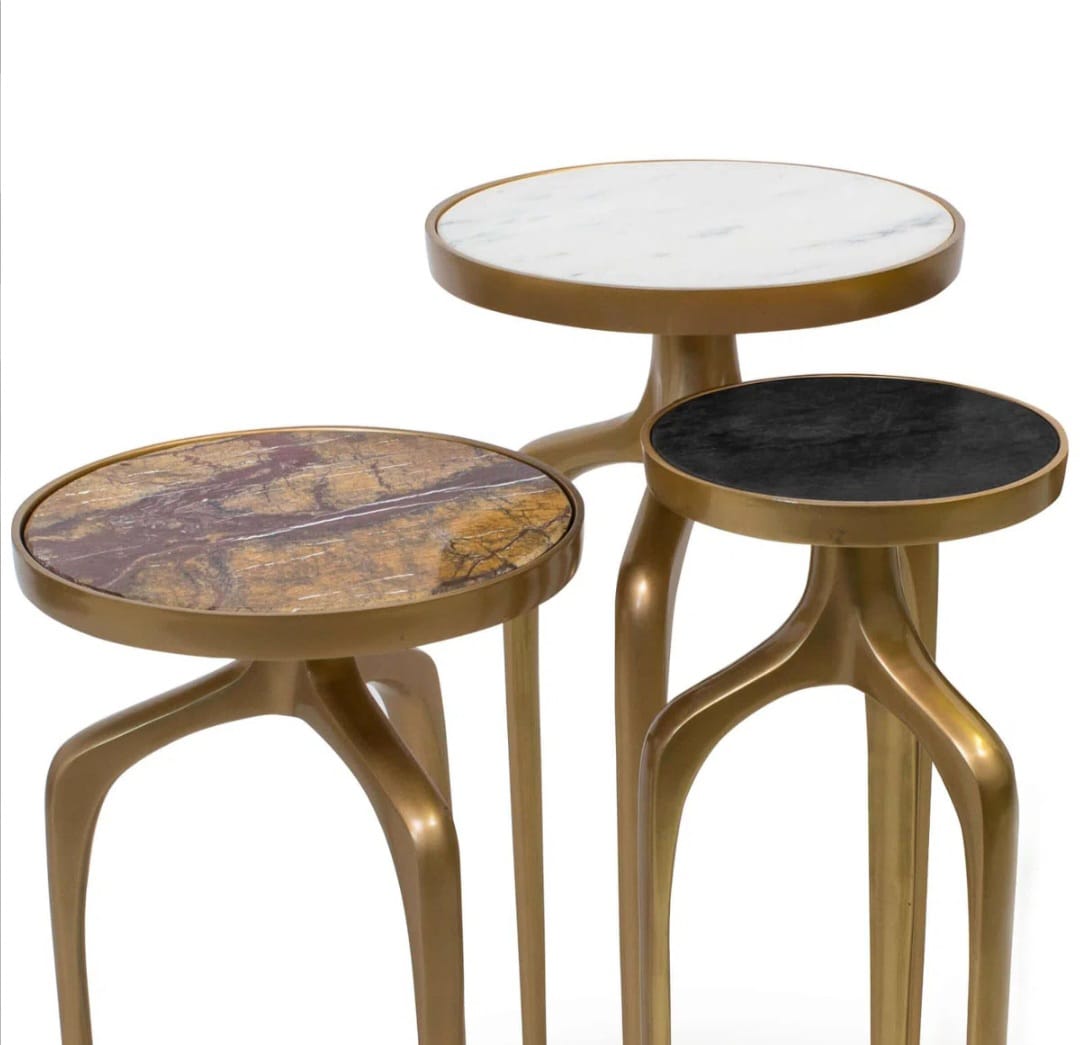 Mixer Marble Top End Table Set
