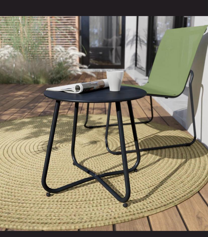 Ebern Round Outdoor Side Table