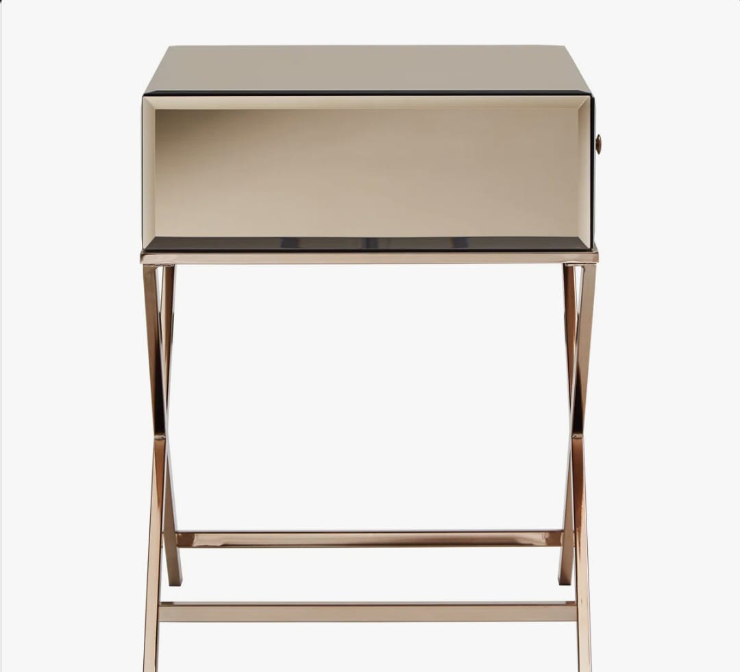 Nyasha Mirrored Glass Top End Table with Storage