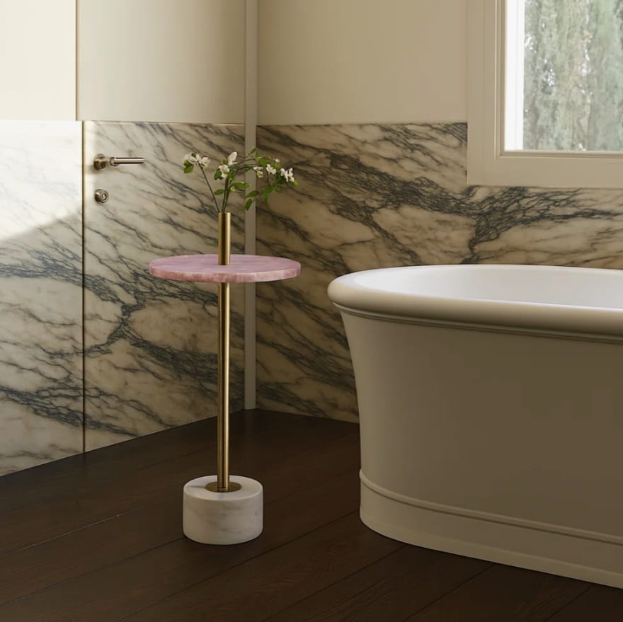 Zakira Modern Side Table With Quartz Top
