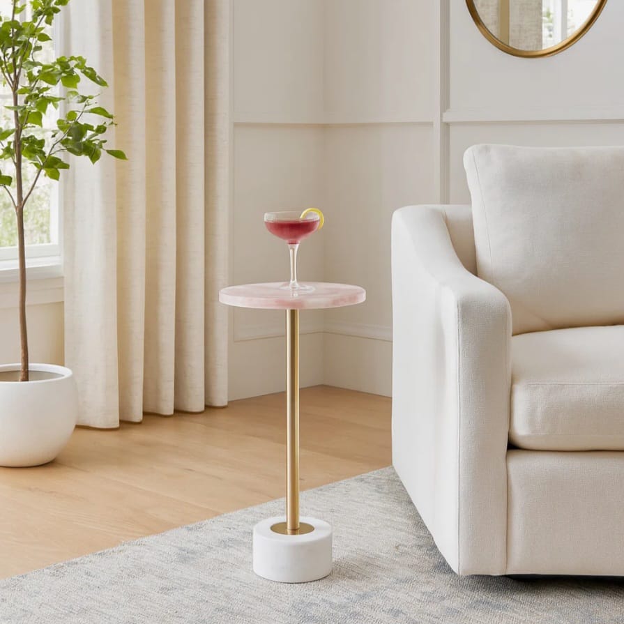 Zakira Modern Side Table With Quartz Top