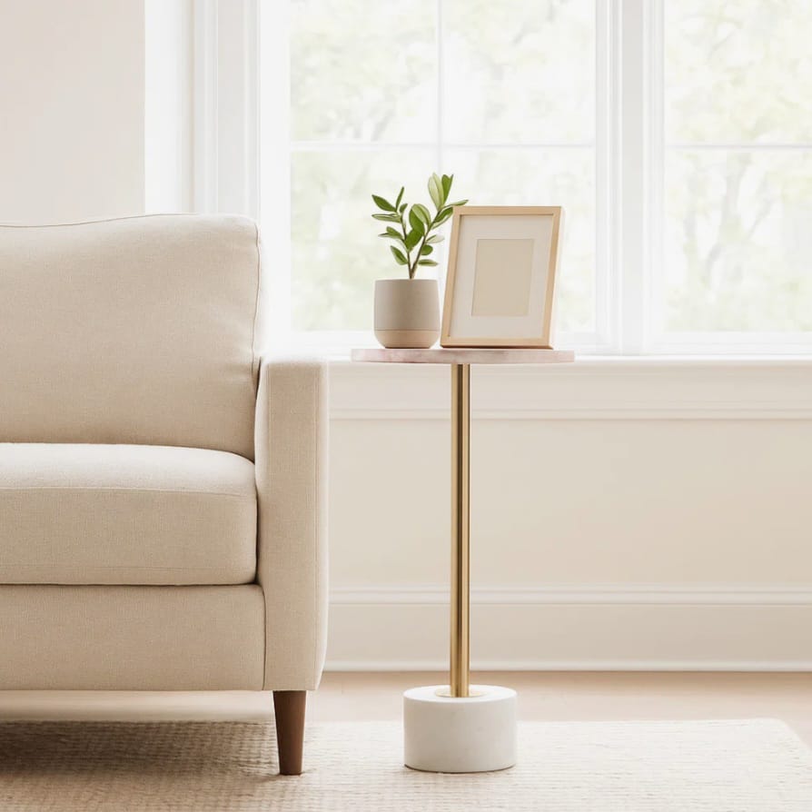Zakira Modern Side Table With Quartz Top