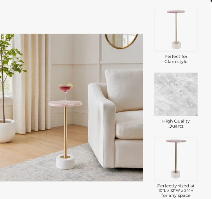 Zakira Modern Side Table With Quartz Top