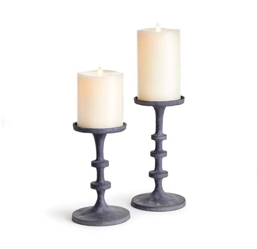Gray candle holder set of 2