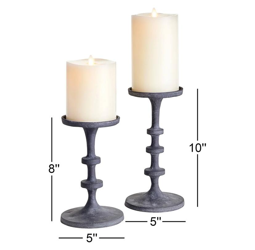 Gray candle holder set of 2
