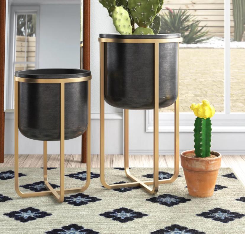 Fidler Round Mid Century Modern Planter Set