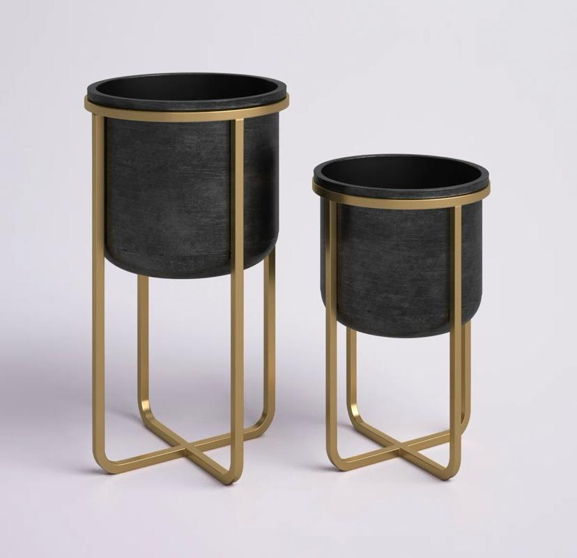 Fidler Round Mid Century Modern Planter Set