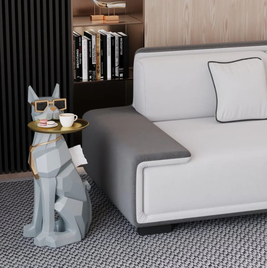 Anabila dog sculpture end  table