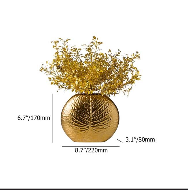 Bronze Gold Luxury Artificial Plants In Vase Creative Aluminum  Vase Artificial Plants Set