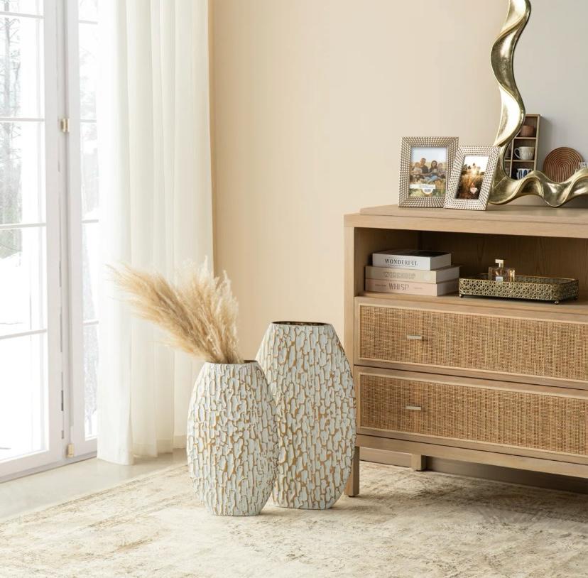 Oval Textured Floor Vases (Set of 2)