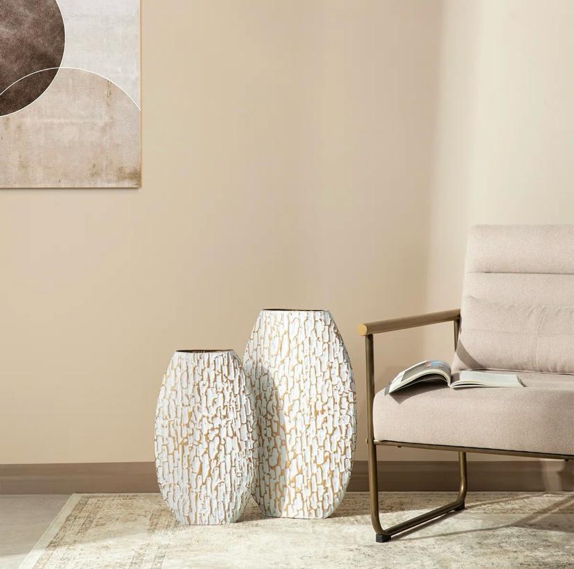 Oval Textured Floor Vases (Set of 2)
