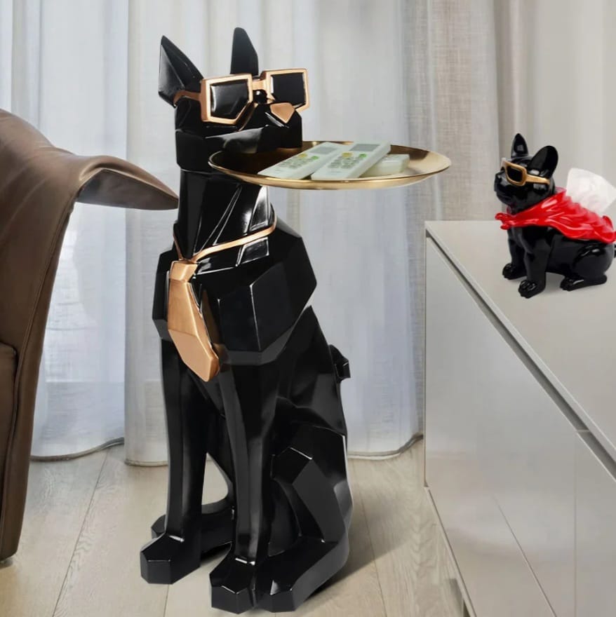 Maklin dog sculpture end table