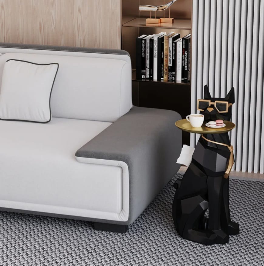 Maklin dog sculpture end table