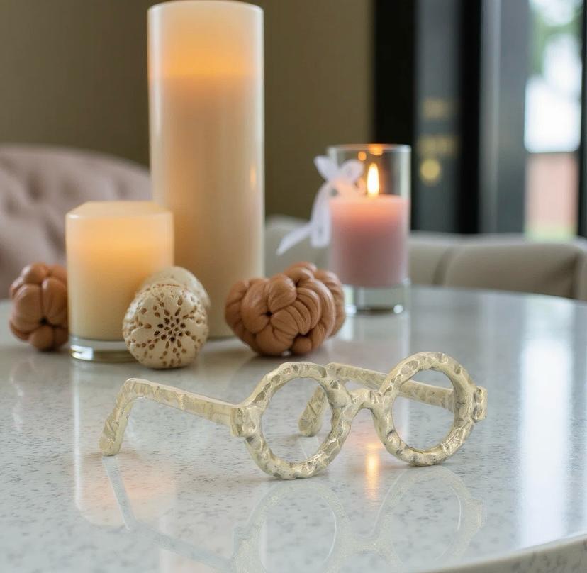 Glam Metal & Aluminum Sculptural Eyeglasses Decorative Accent