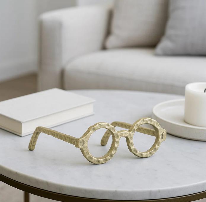 Glam Metal & Aluminum Sculptural Eyeglasses Decorative Accent