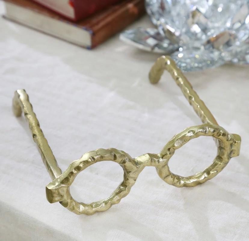 Glam Metal & Aluminum Sculptural Eyeglasses Decorative Accent