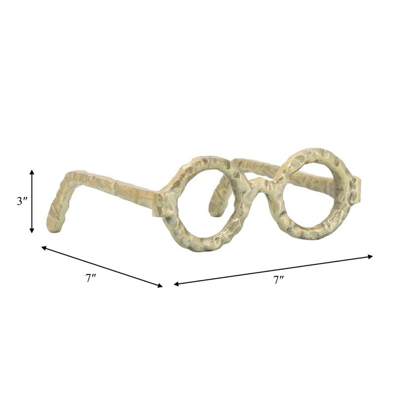 Glam Metal & Aluminum Sculptural Eyeglasses Decorative Accent