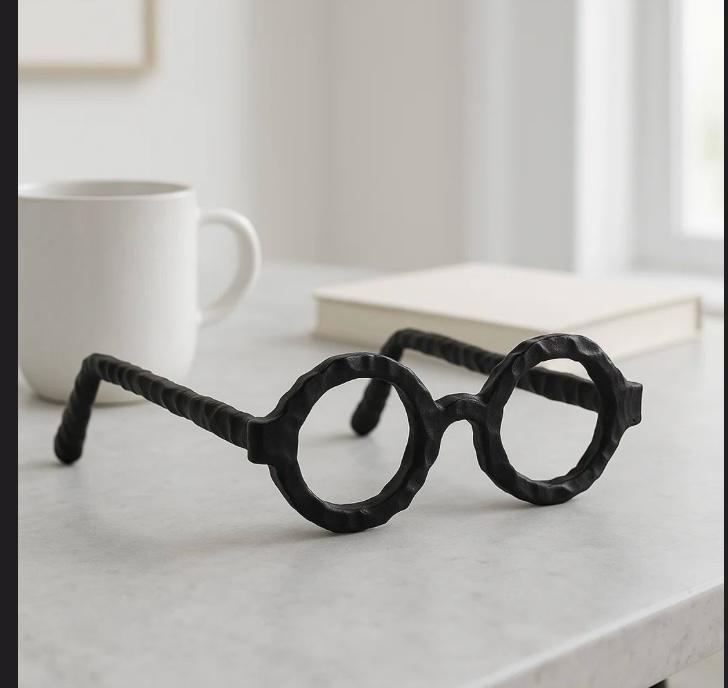 Glam Metal & Aluminum Sculptural Eyeglasses Decorative Accent