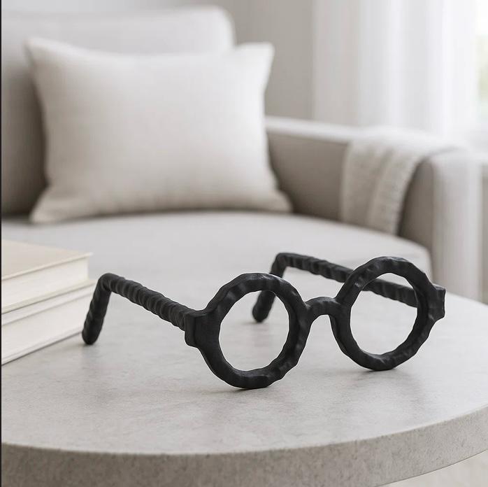 Glam Metal & Aluminum Sculptural Eyeglasses Decorative Accent