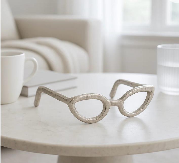 Glam Metal & Aluminum Sculptural Eyeglasses Decorative Accent