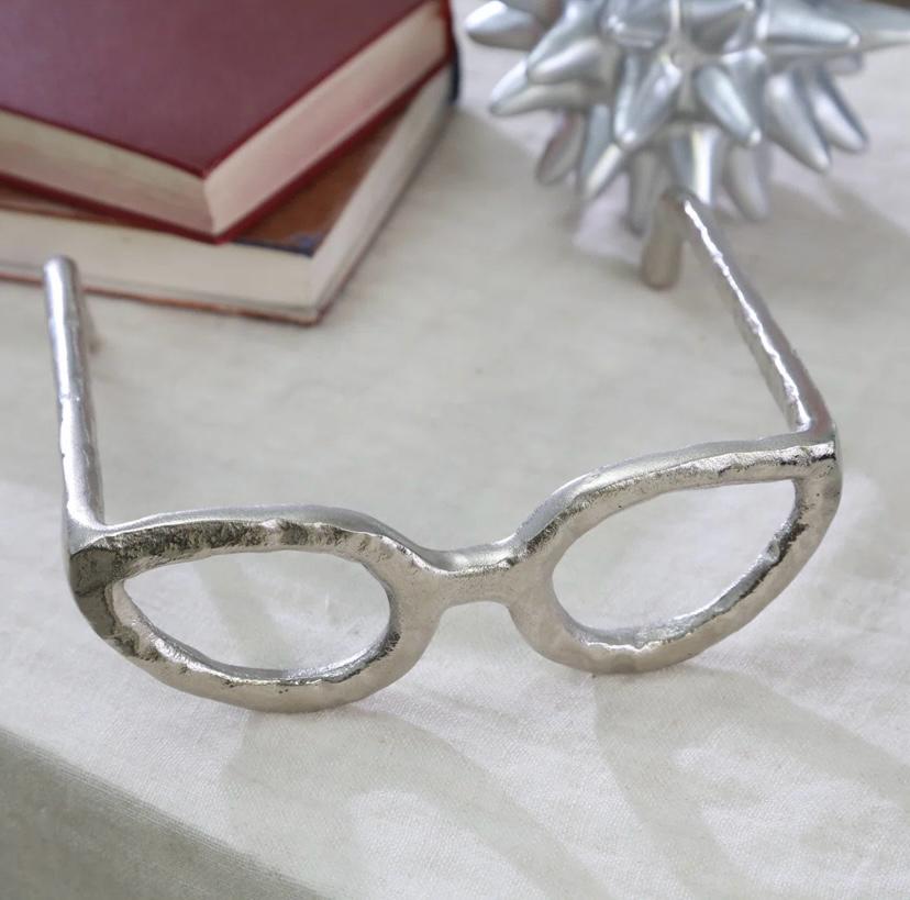 Glam Metal & Aluminum Sculptural Eyeglasses Decorative Accent