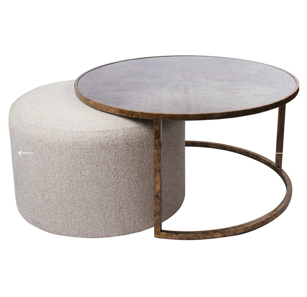 Axix coffe table and pouffe nesting