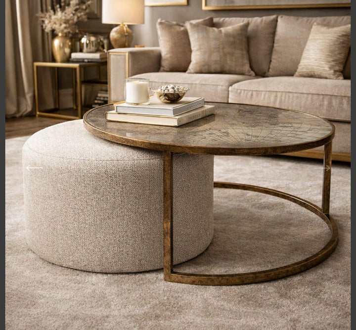 Axix coffe table and pouffe nesting