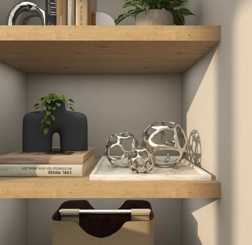 Kibler Aluminum Metal Abstract Cutout Orb Decorative Sculpture, Set of 3 8", 6", 4"W